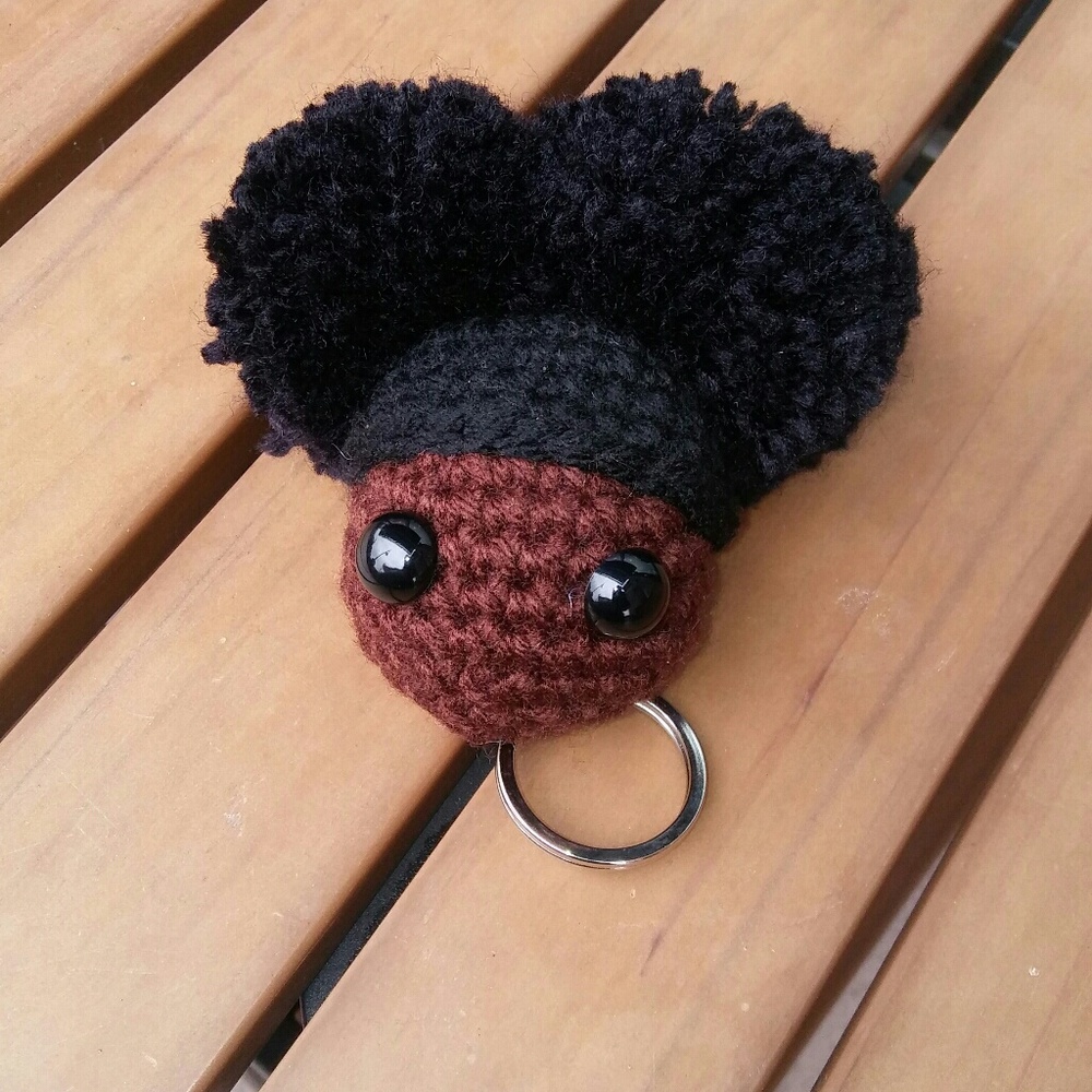 Crochet Afro Puff Keychains
